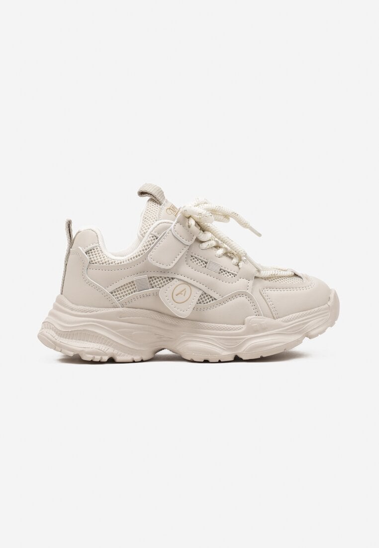 Beżowe Buty Sportowe Sneakersy na Grubej Podeszwie w Stylu Streetwearowym Zelriti