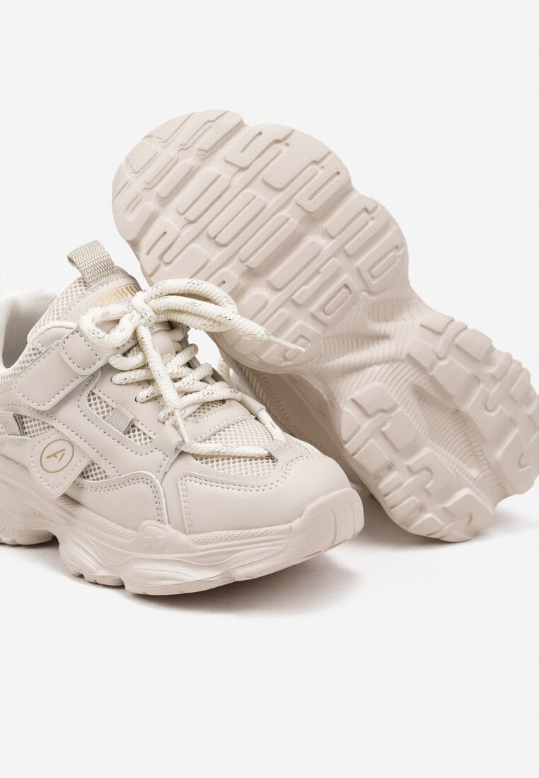 Beżowe Buty Sportowe Sneakersy na Grubej Podeszwie w Stylu Streetwearowym Zelriti