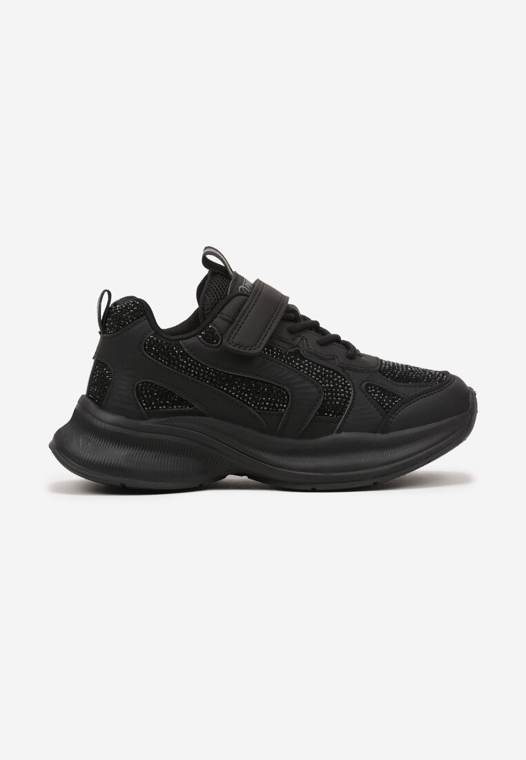 Czarne Buty Sportowe Sneakersy Ozdobione Cyrkoniami Morriti