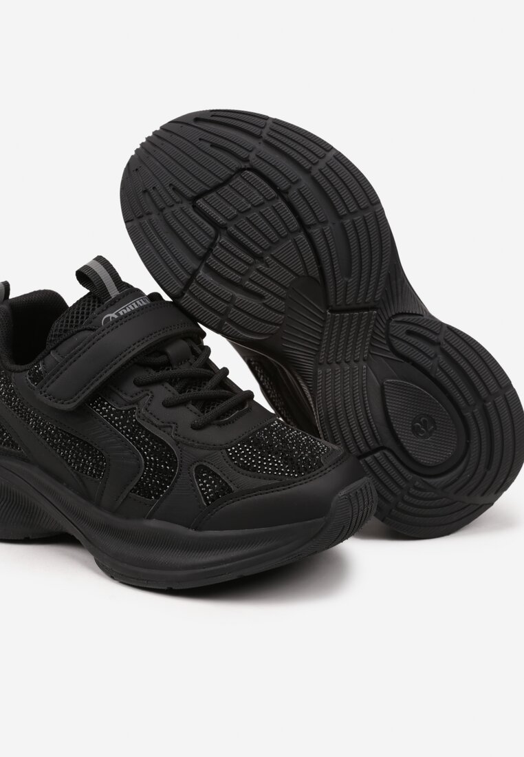 Czarne Buty Sportowe Sneakersy Ozdobione Cyrkoniami Morriti