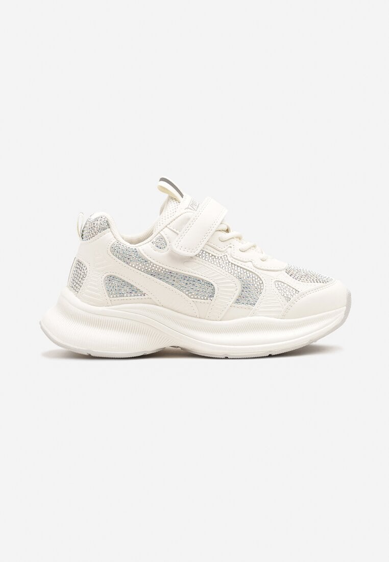 Białe Buty Sportowe Sneakersy Ozdobione Cyrkoniami Morriti