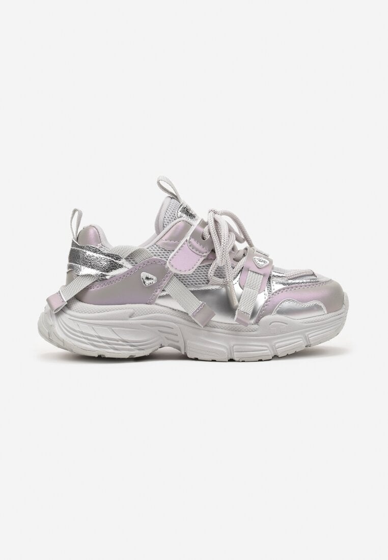 Fioletowe Streetwearowe Buty Sportowe Sneakersy na Tłoczonej Podeszwie Velriti