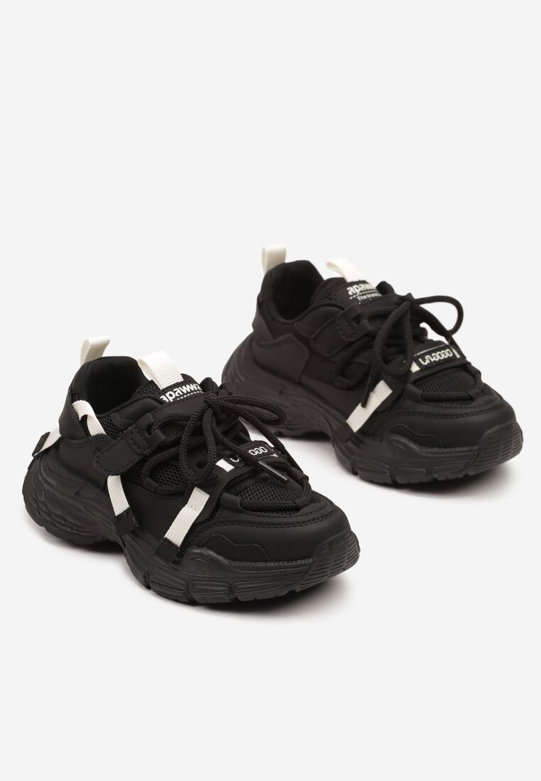 Czarne Streetwearowe Buty Sportowe Sneakersy na Tłoczonej Podeszwie Velriti