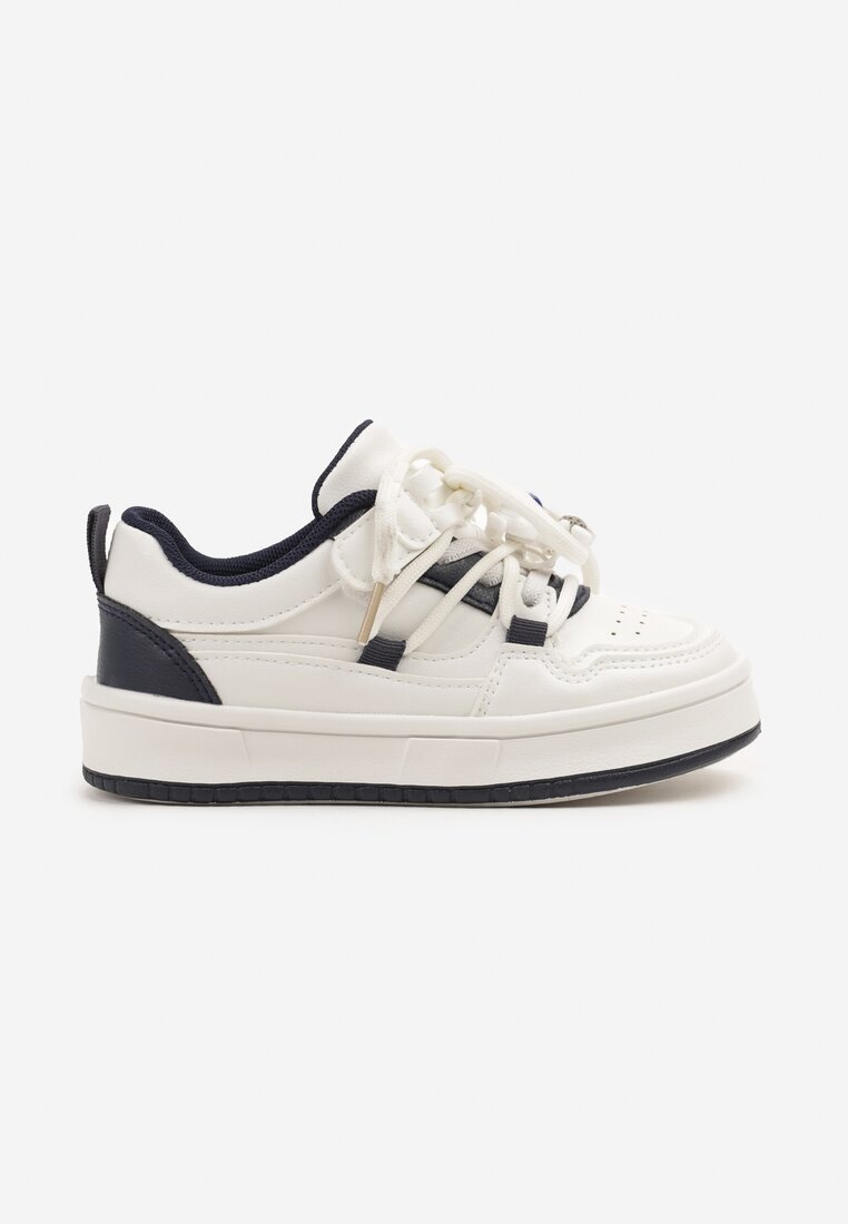 Granatowe Buty Sportowe Sneakersy z Ozdobnym Sznurowaniem i Rzepem Davielisse