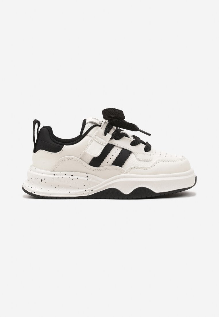 Beżowo-Czarne Buty Sportowe Sneakersy na Grubej Podeszwie z Geometrycznym Wzorem Davinias