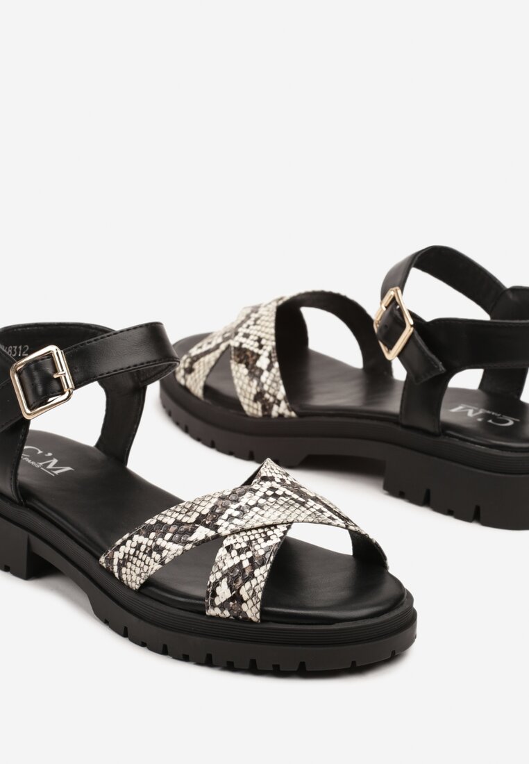 Sandale Delorwena Print piele de șarpe