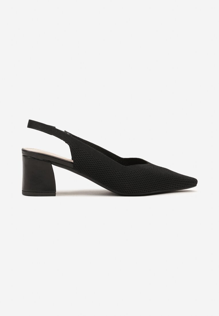 Czarne Czółenka na Słupku Typu Slingback Fonnaria