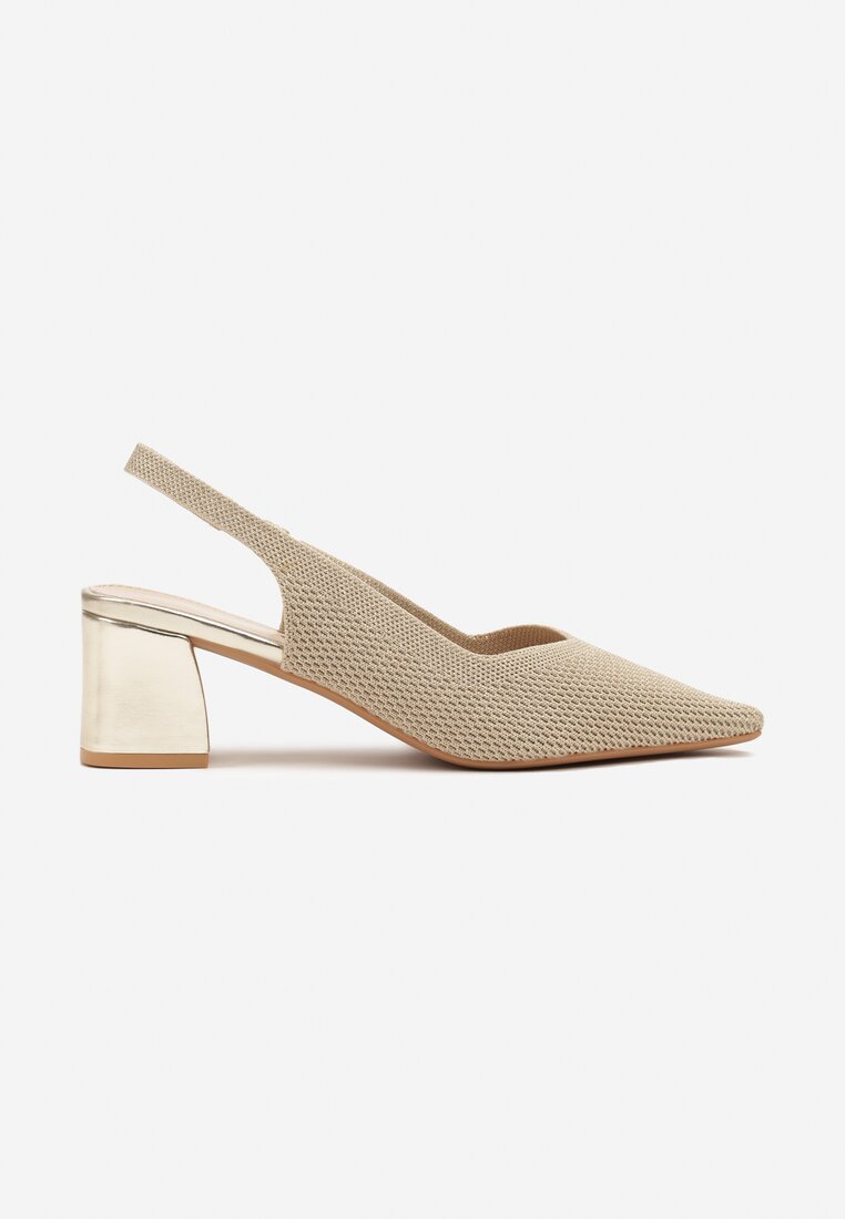 Złote Czółenka na Słupku Typu Slingback Fonnaria