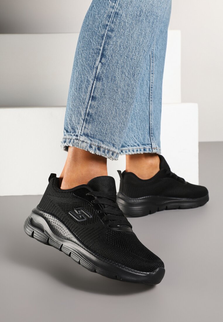 Czarne Siateczkowe Buty Sportowe Sneakersy na Piankowej Podeszwie Aridanor