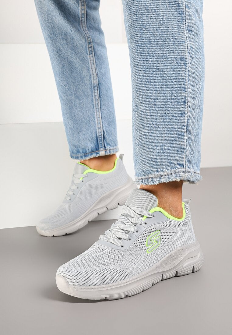 Szare Siateczkowe Buty Sportowe Sneakersy na Piankowej Podeszwie Aridanor