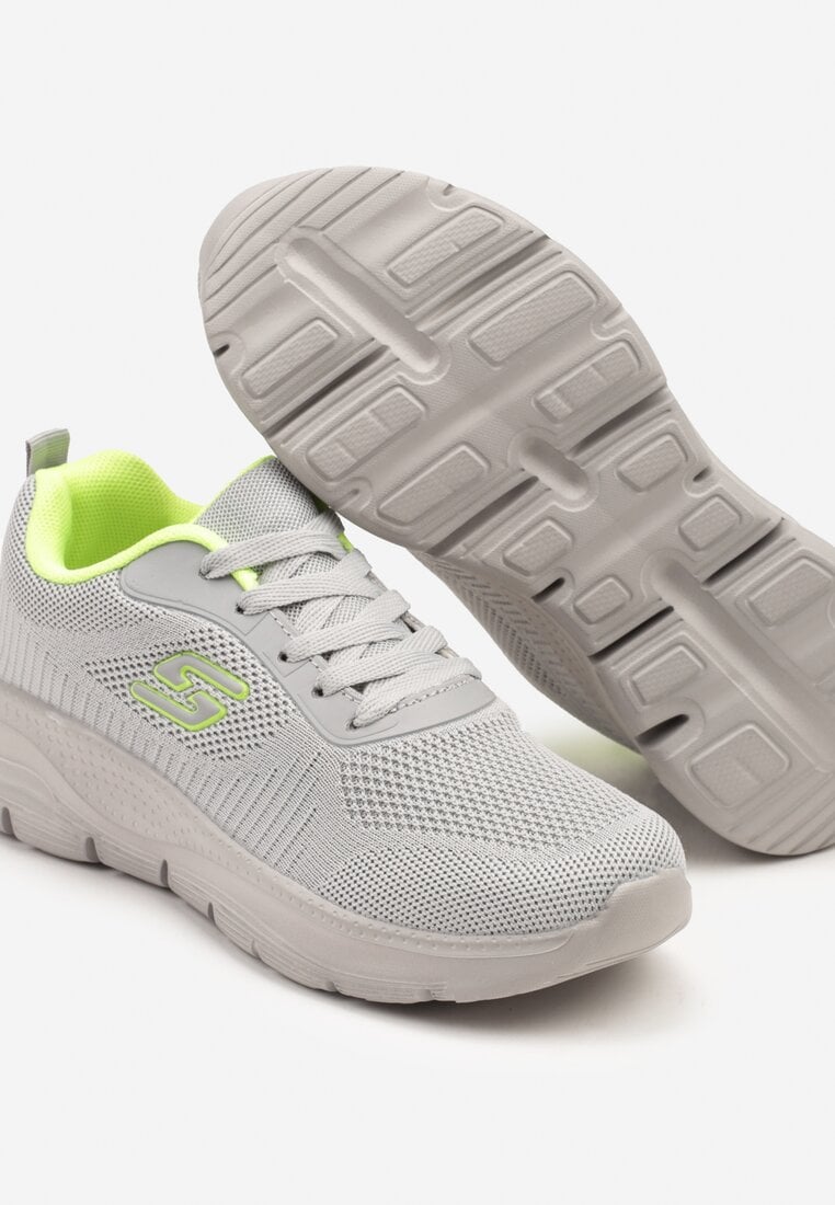 Szare Siateczkowe Buty Sportowe Sneakersy na Piankowej Podeszwie Aridanor