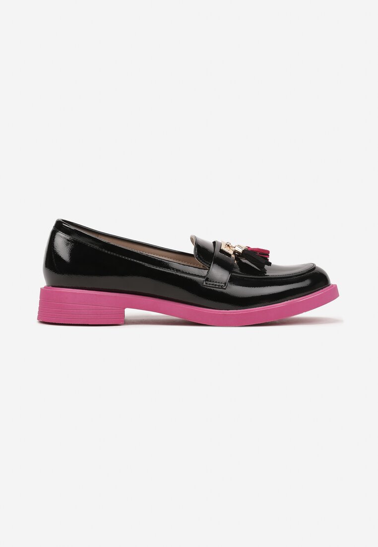 Mocasini Ridanitha Negru cu fucsia