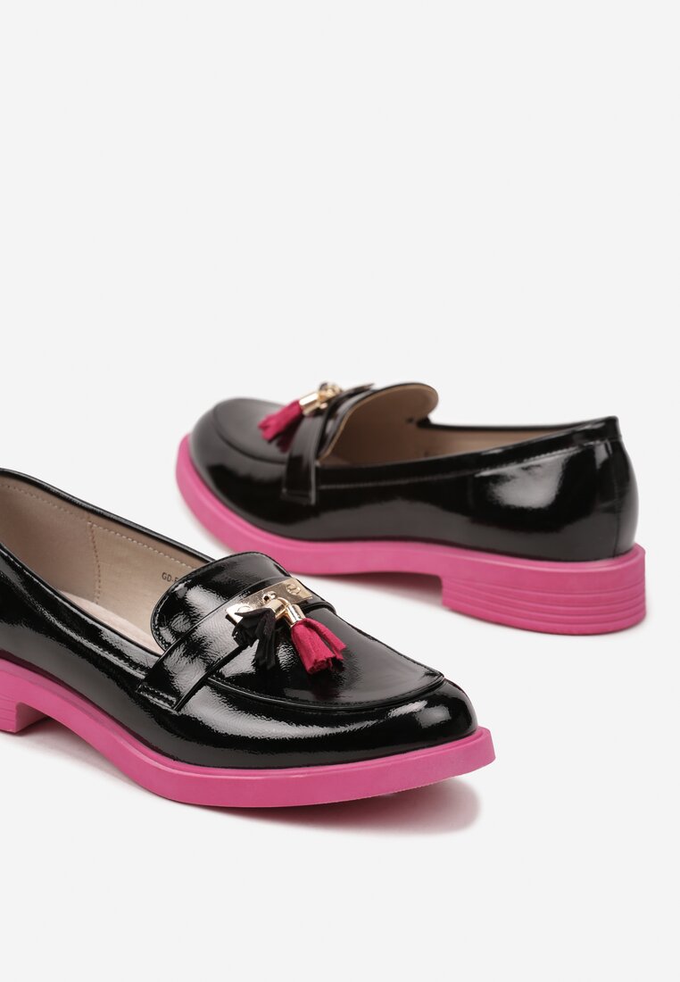 Mocasini Ridanitha Negru cu fucsia