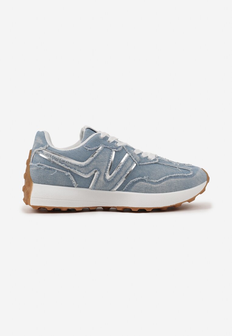 Niebieskie Sneakersy Ozdobione Przeszyciami Varretis