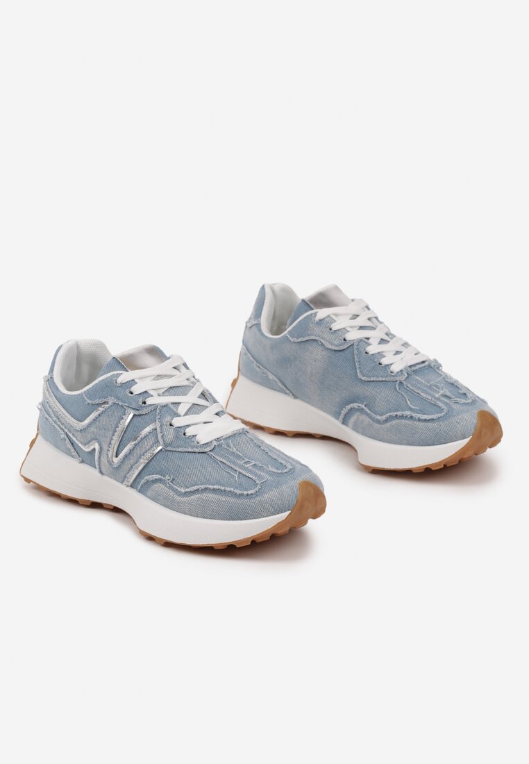 Niebieskie Sneakersy Ozdobione Przeszyciami Varretis