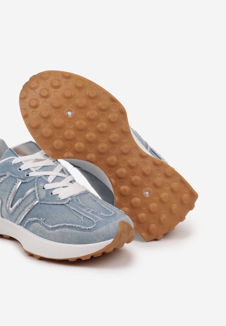 Niebieskie Sneakersy Ozdobione Przeszyciami Varretis