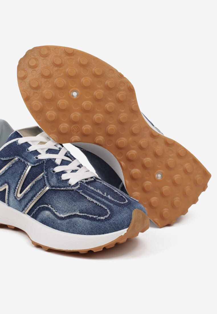 Granatowe Sneakersy Ozdobione Przeszyciami Varretis