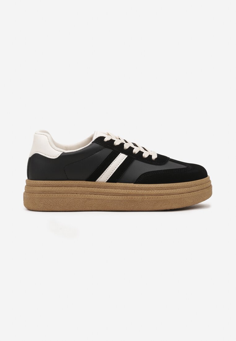 Czarne Sneakersy Kultowe Tenisówki na Grubej Podeszwie Gonelis