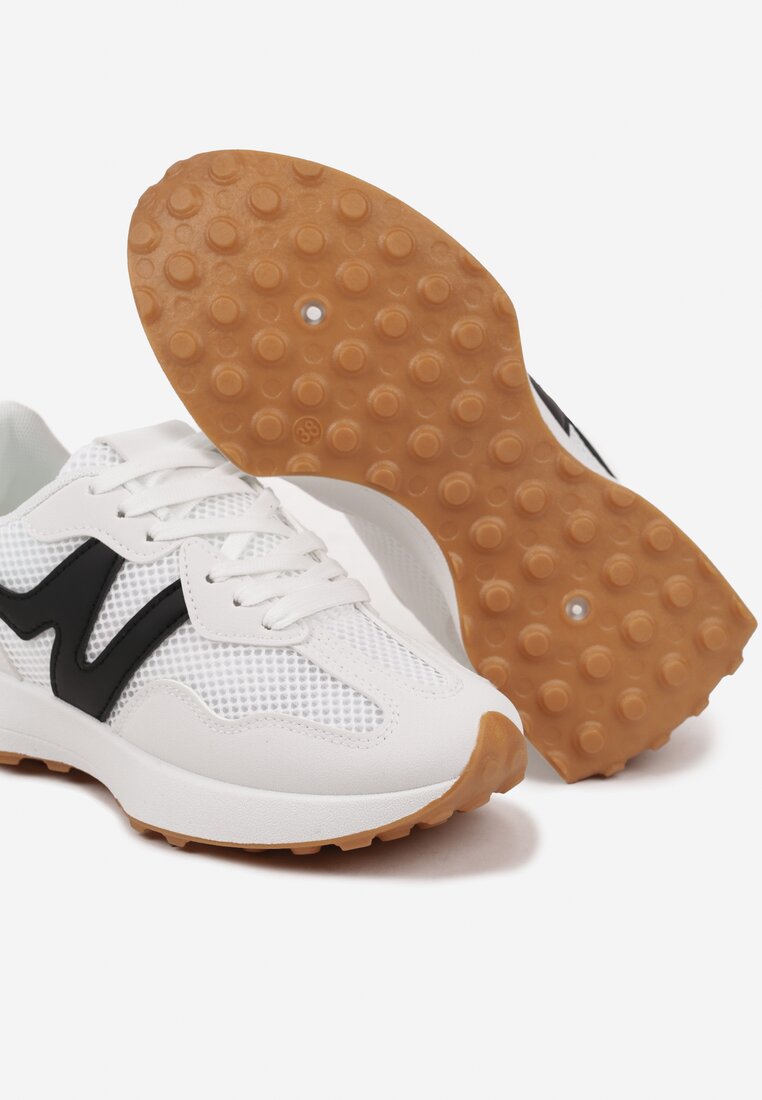 Biało-Czarne Sneakersy Ozdobione Geometrycznym Wzorem Hirreti