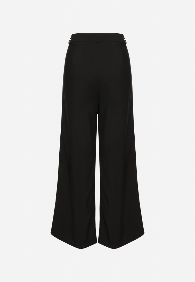 Czarne Spodnie High Waist Garniturowe z Szerokim Nogawkami Silzemia