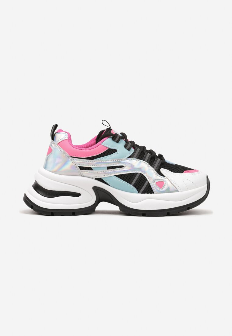Czarno-Niebieskie Sneakersy na Platformie z Geometrycznym Motywem Nyramia