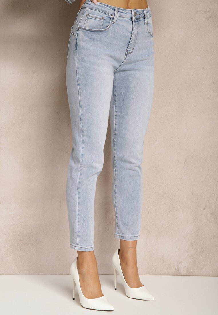 Jasnoniebieskie Jeansy z Bawełny Typu Skinny Selinda