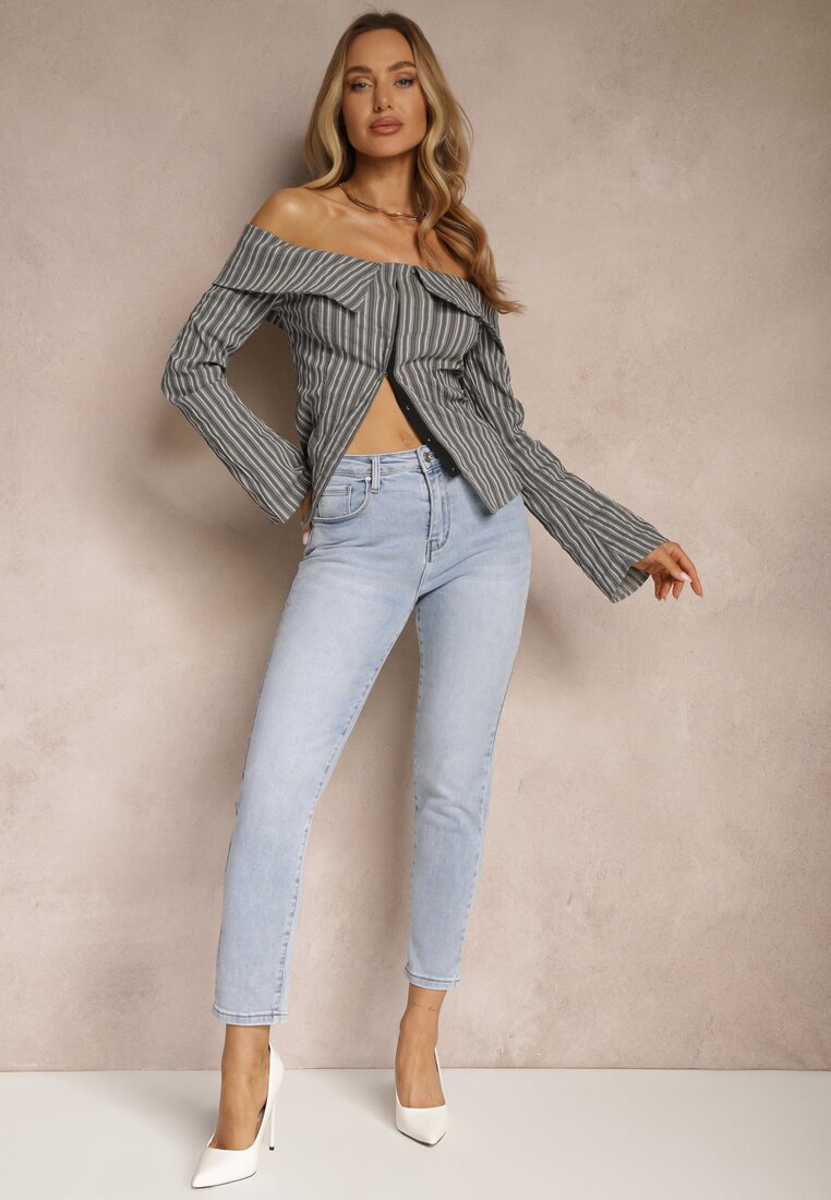 Jasnoniebieskie Jeansy z Bawełny Typu Skinny Selinda