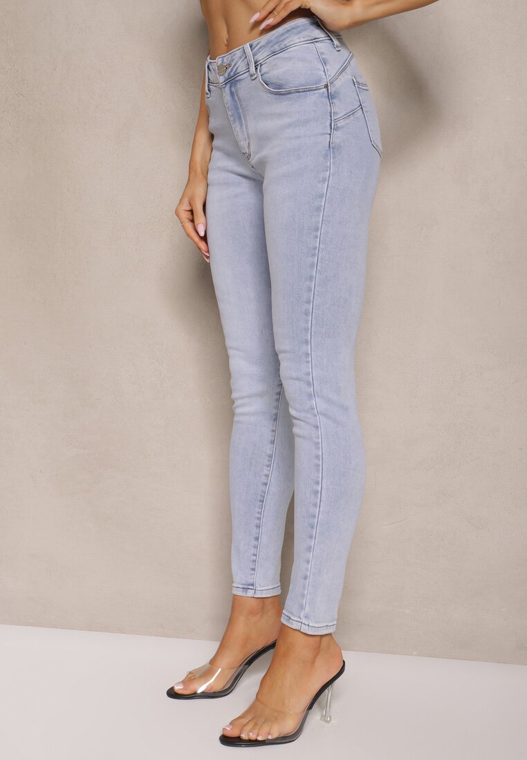 Jasnoniebieskie Jeansy z Bawełną Skinny Push Up Yastebia