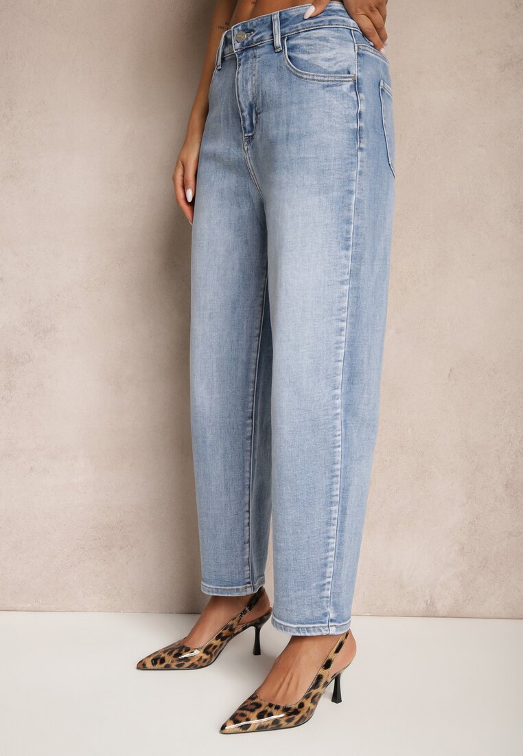 Niebieskie Jeansy Mom Fit High Waist Ivelapis