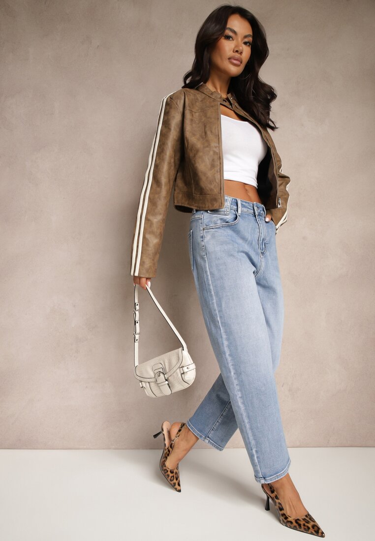 Niebieskie Jeansy Mom Fit High Waist Ivelapis