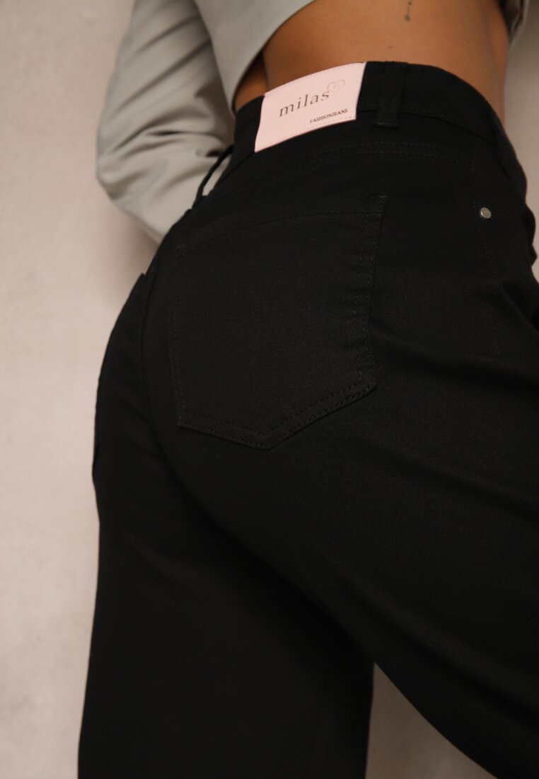 Czarne Jeansy Mom Fit High Waist Ivelapis