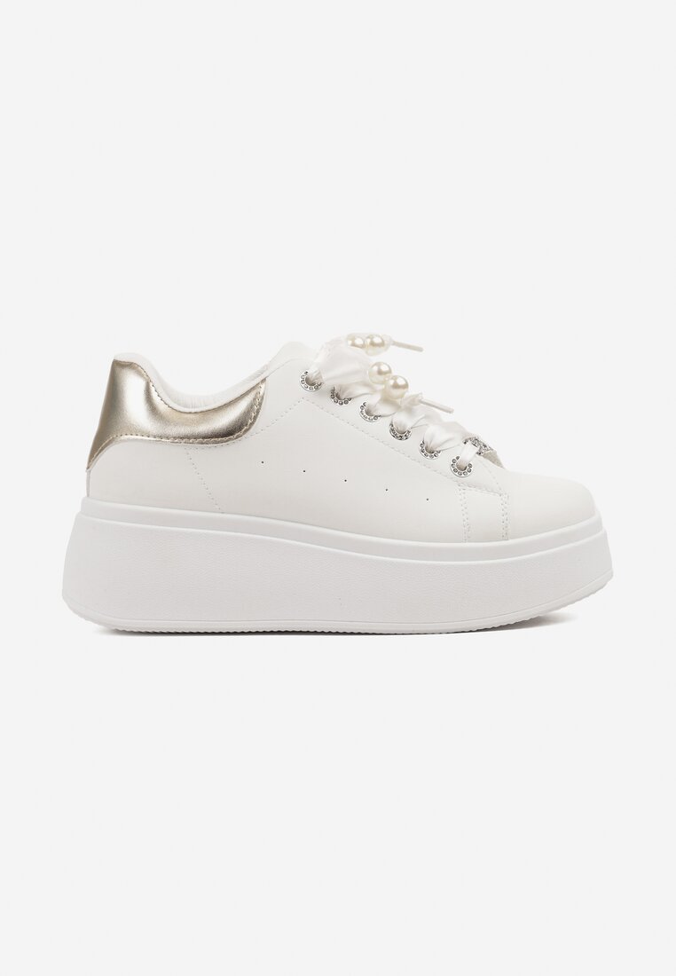 Sneakers Aviriel Alb cu auriu