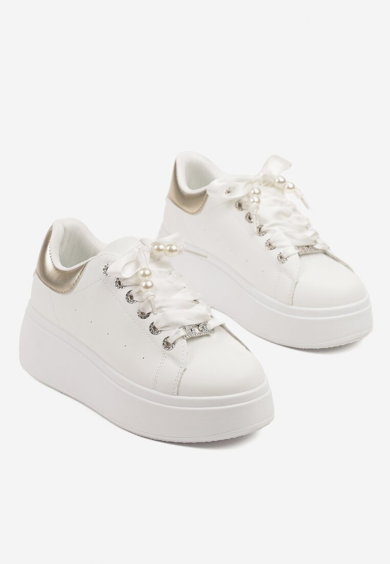 Sneakers Aviriel Alb cu auriu