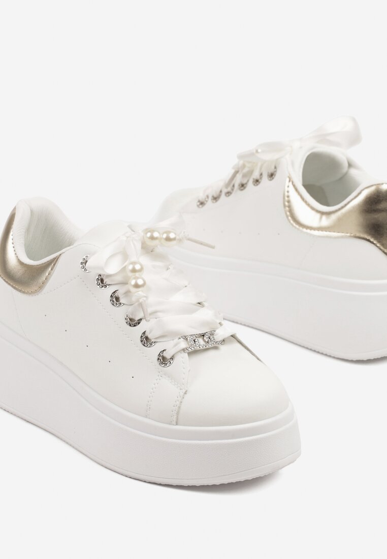 Sneakers Aviriel Alb cu auriu