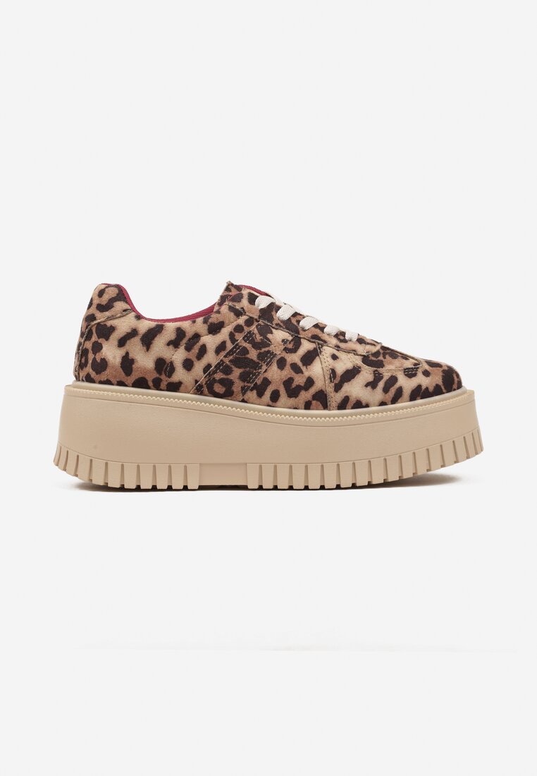 Panterkowe Sneakersy Typu Tenisówki na Żłobionej Platformie Lorreia