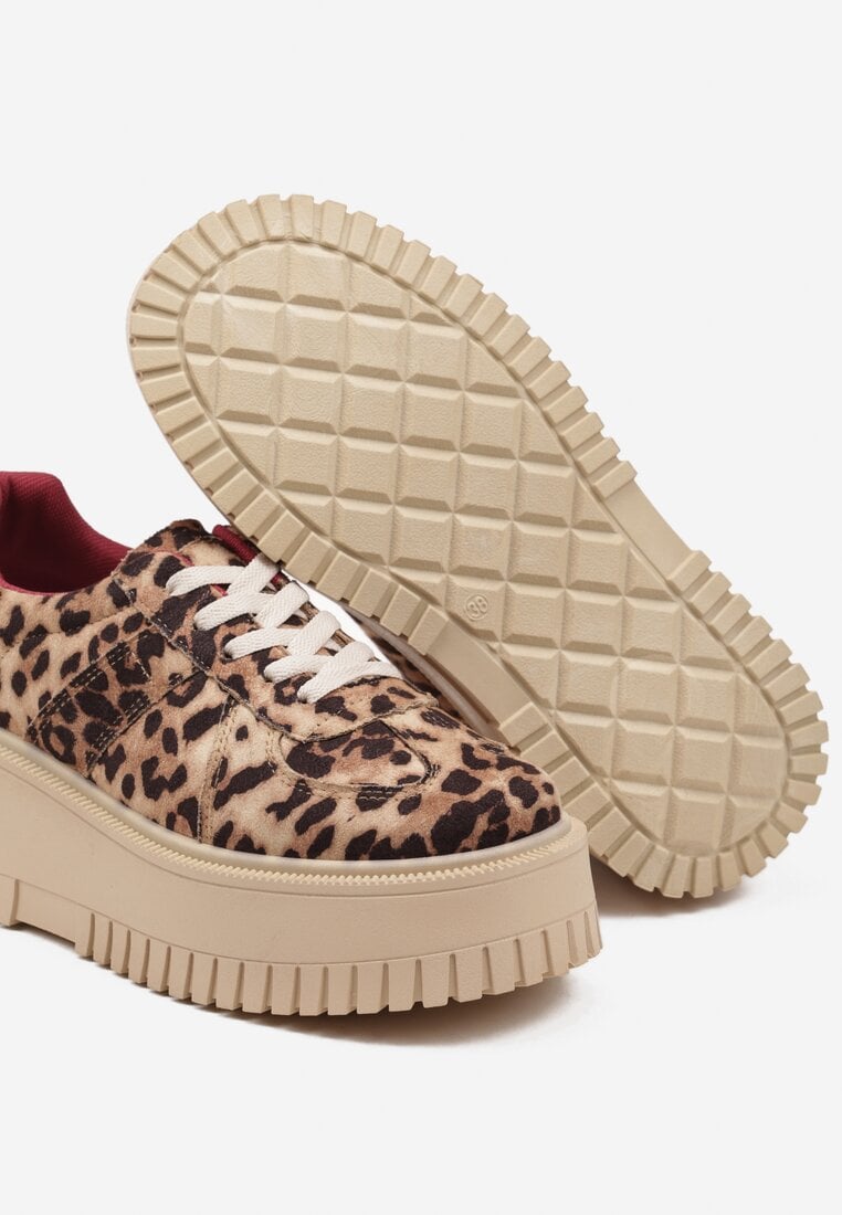 Panterkowe Sneakersy Typu Tenisówki na Żłobionej Platformie Lorreia