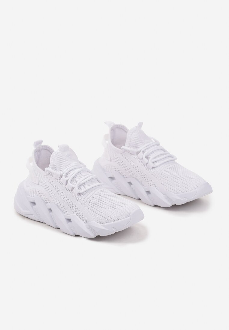 Białe Sneakersy na Tłoczonej Platformie Tatilora