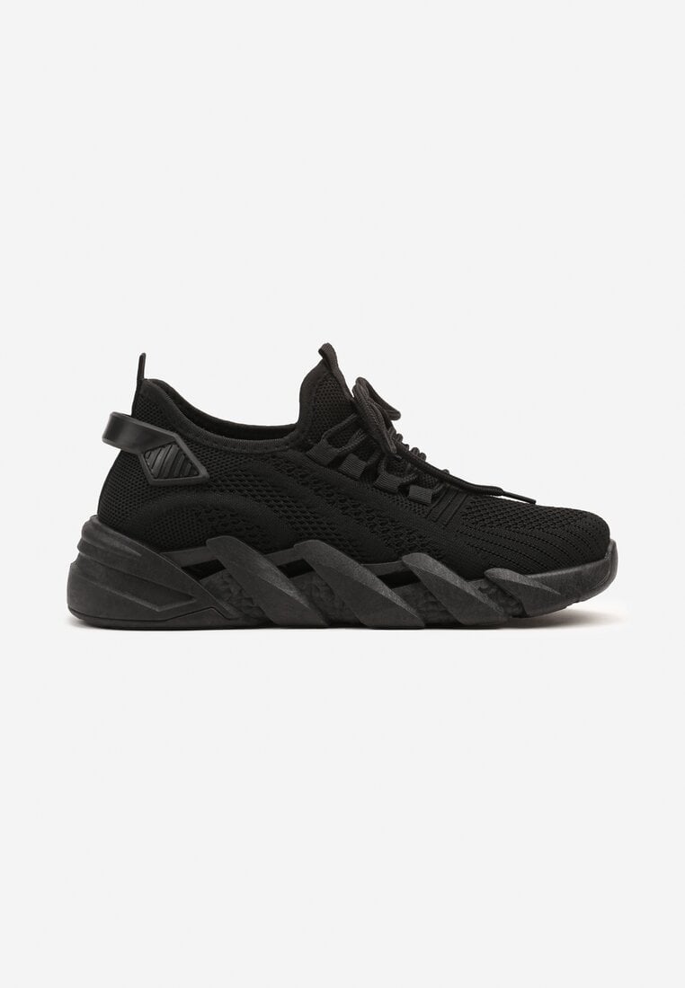Czarne Sneakersy na Tłoczonej Platformie Tatilora