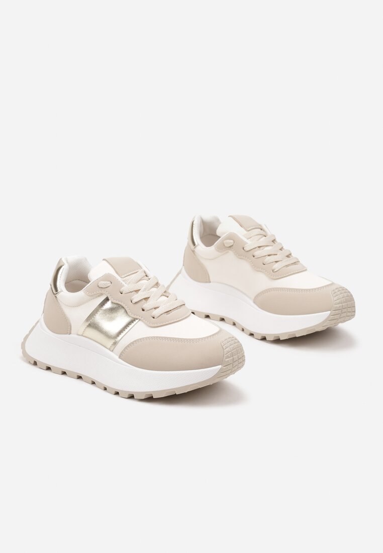 Beżowe Sneakersy w Streetwearowym Stylu na Platformie Nonarisa