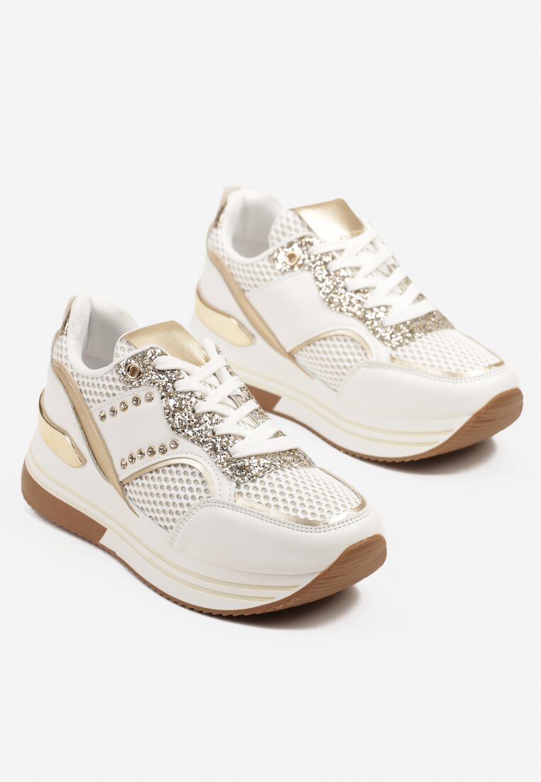 Sneakers Tatindra Alb cu auriu