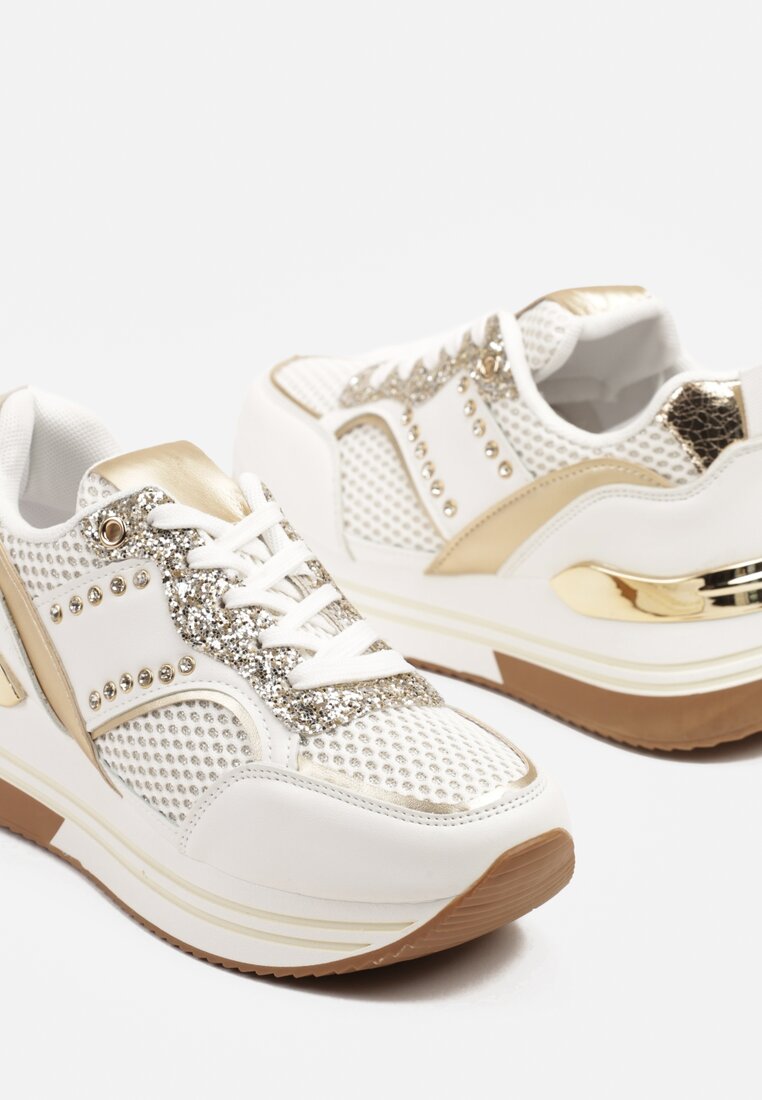 Sneakers Tatindra Alb cu auriu