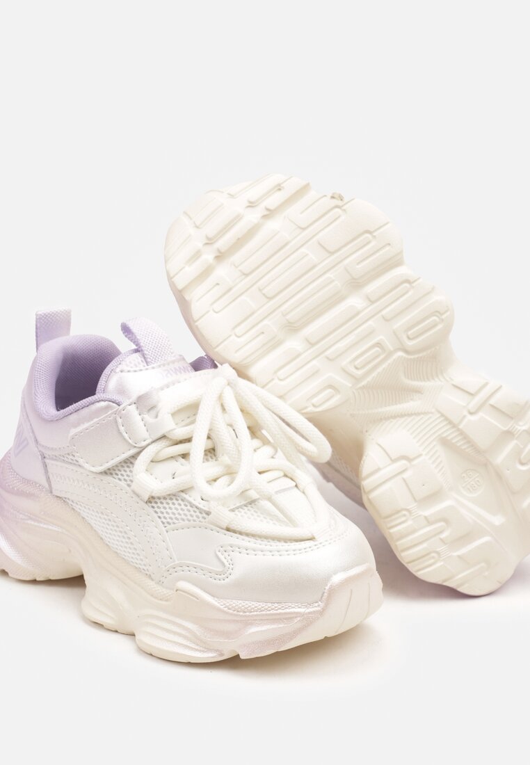 Fioletowe Streetwearowe Buty Sportowe Sneakersy na Tłoczonej Podeszwie Rivriti