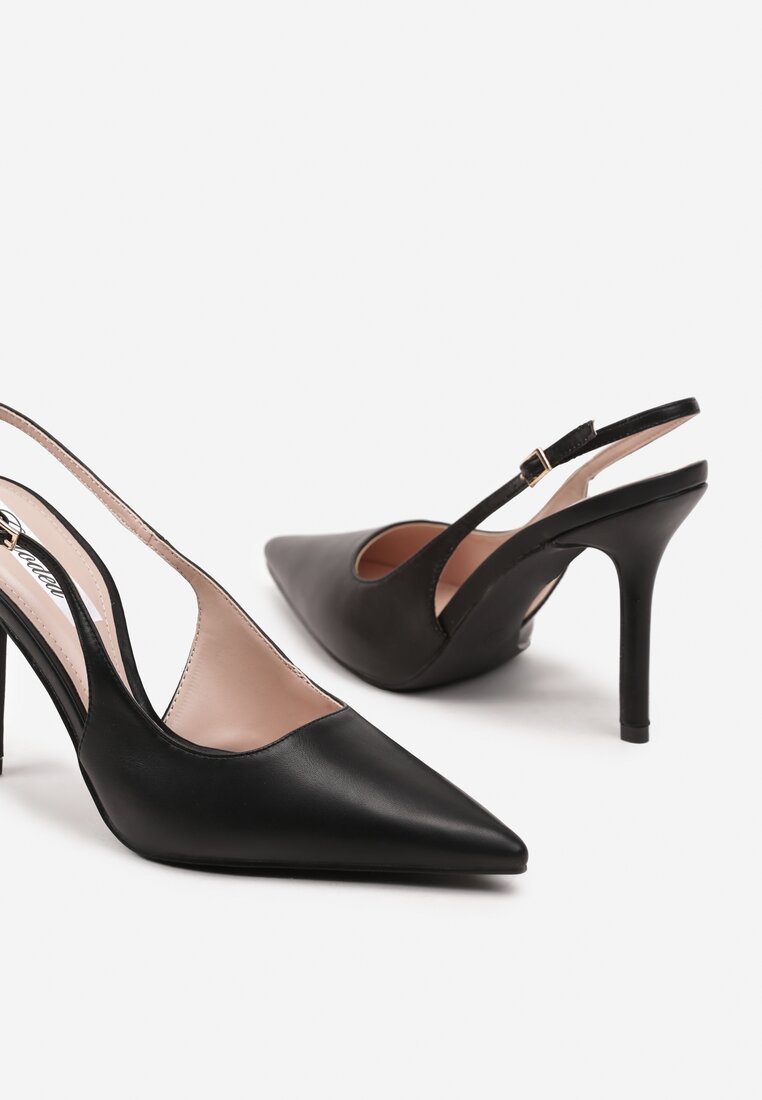 Czarne Eleganckie Szpilki Typu Slingback Anrelia