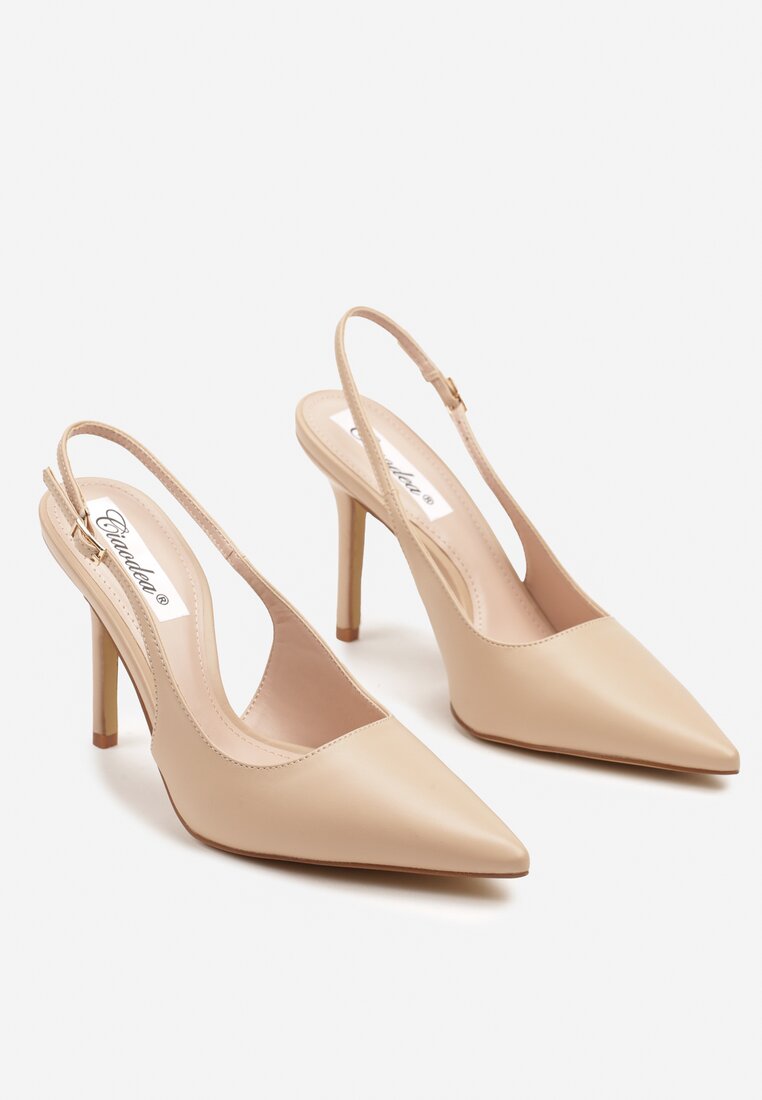 Beżowe Eleganckie Szpilki Typu Slingback Anrelia