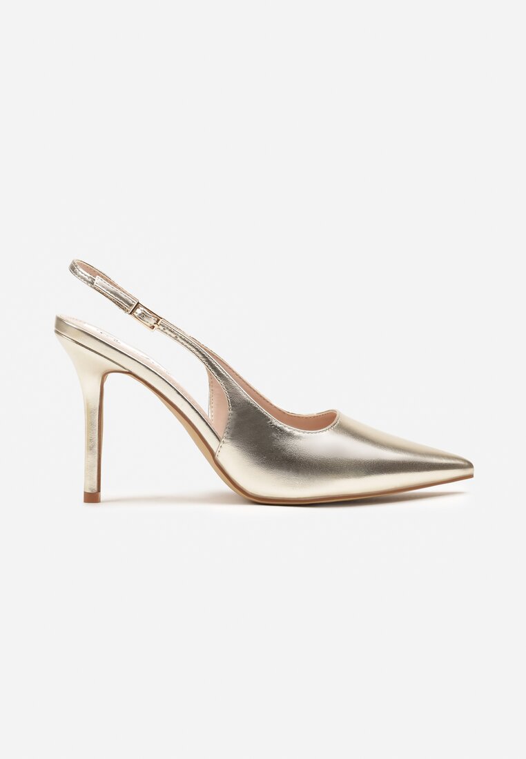 Złote Eleganckie Szpilki Typu Slingback Anrelia