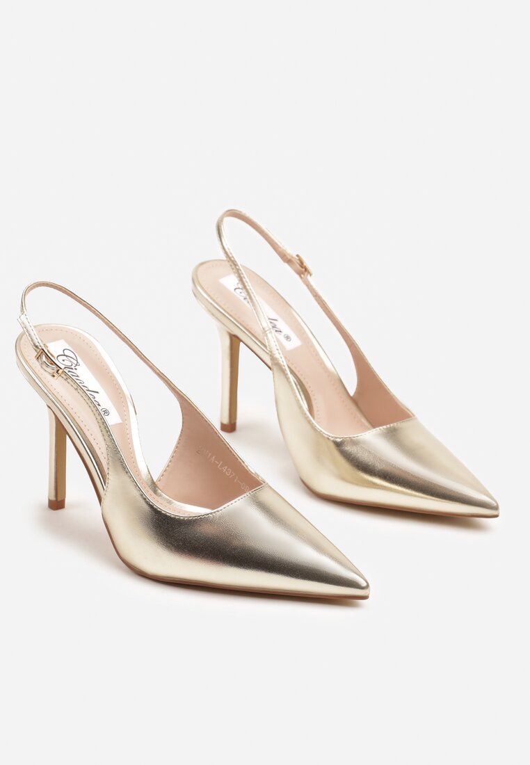 Złote Eleganckie Szpilki Typu Slingback Anrelia