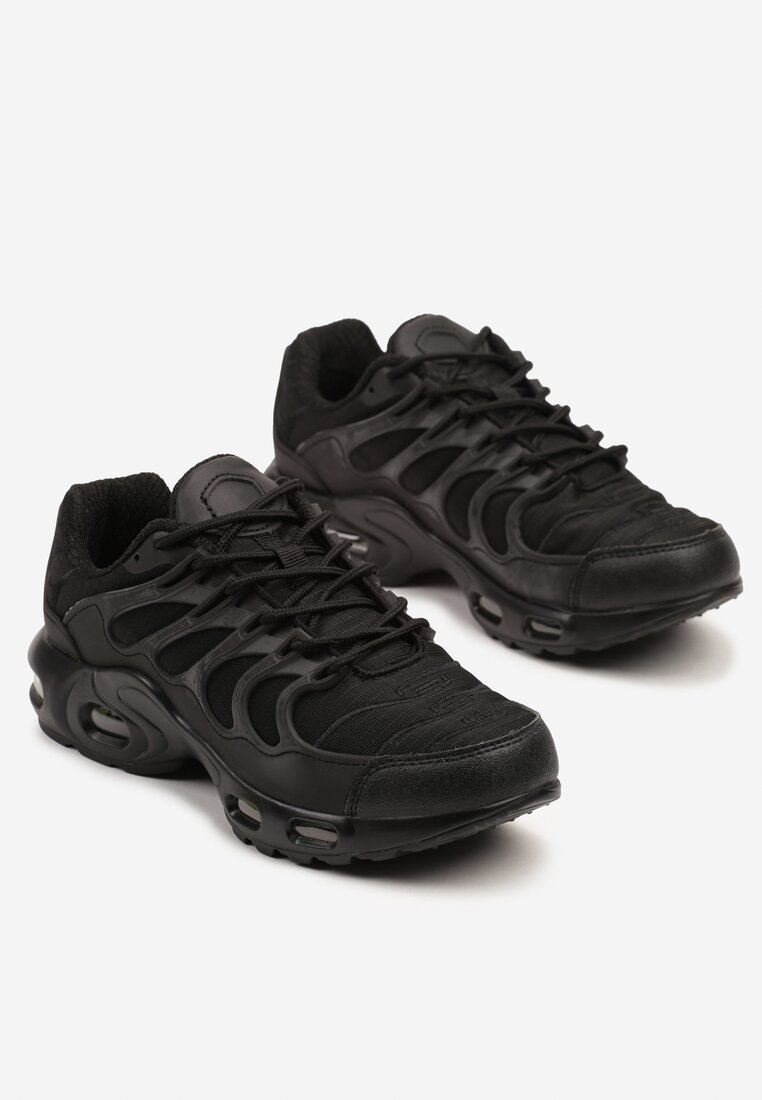 Czarne Buty Sportowe Sneakersy z Tłoczoną Cholewką Calzivis
