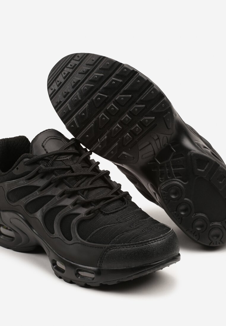 Czarne Buty Sportowe Sneakersy z Tłoczoną Cholewką Calzivis