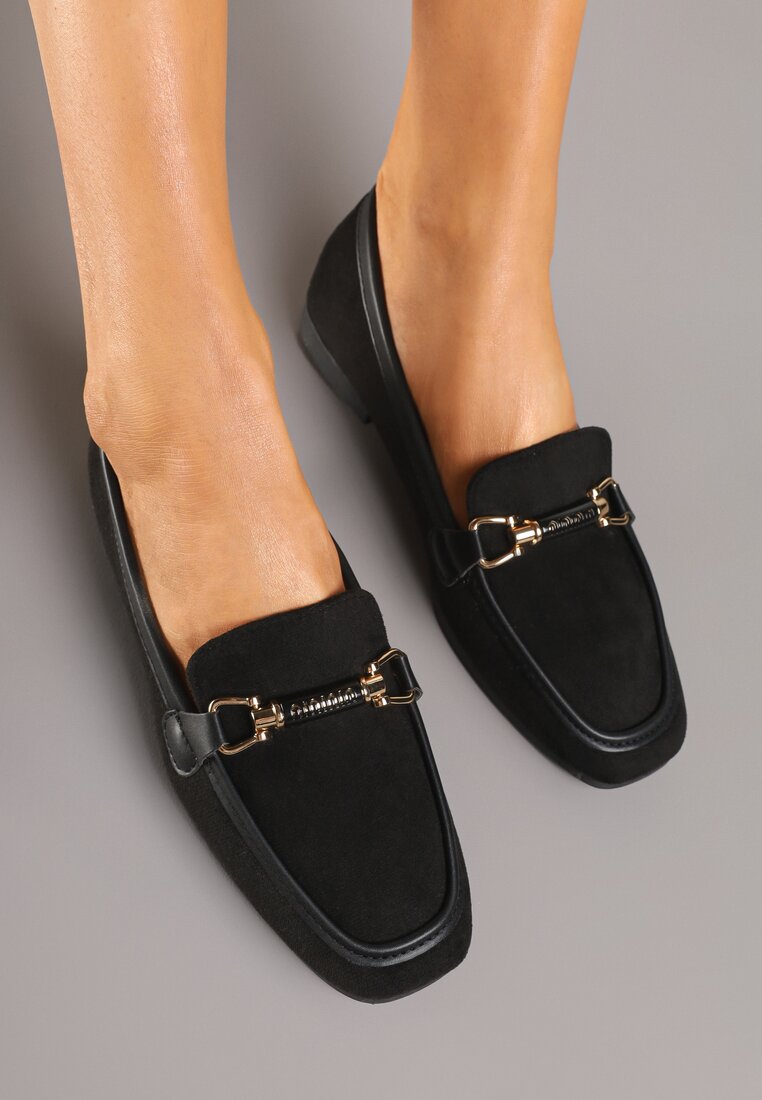 Czarne Mokasyny w Stylu Klasycznych Loafersów Effena