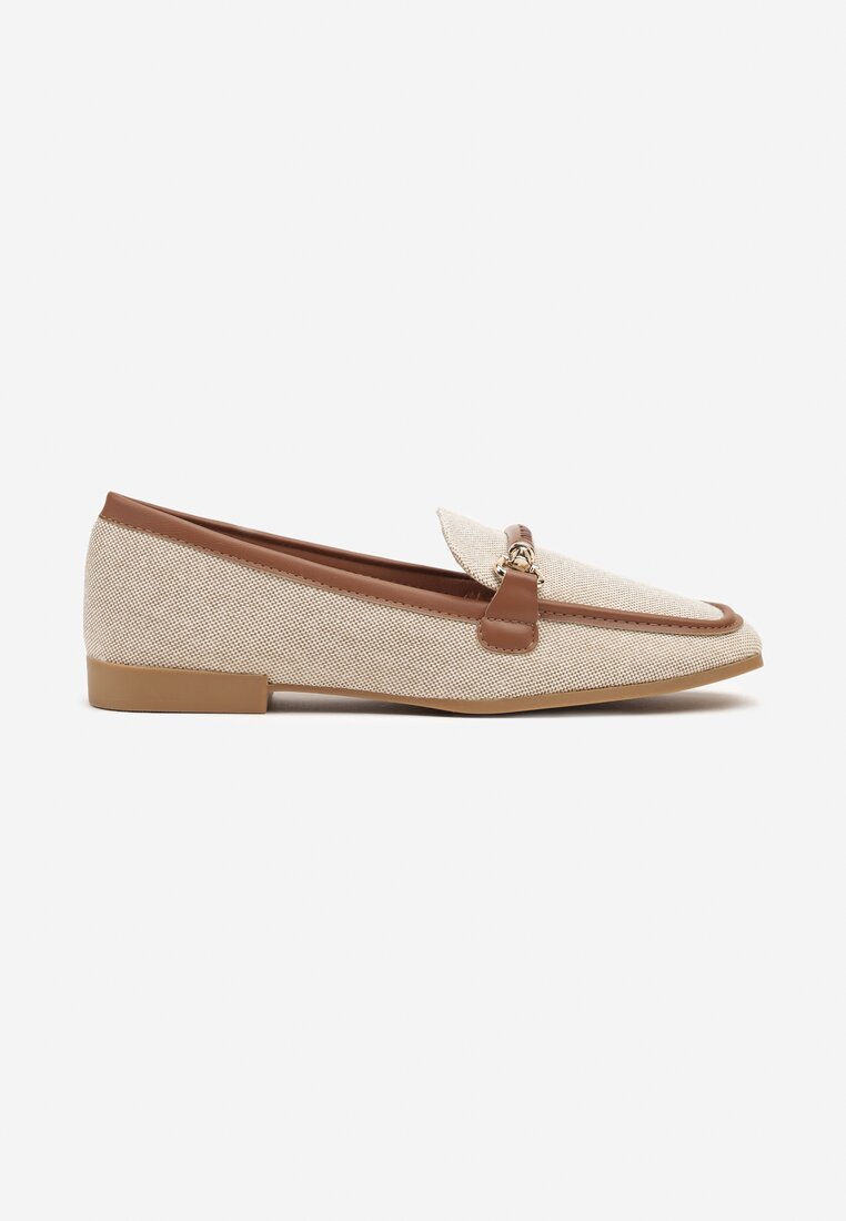 Beżowo-Brązowe Mokasyny w Stylu Klasycznych Loafersów Effena
